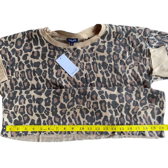 Splendid Thermal Leopard Animal Natural Crew Neck Long Sleeve Pullover Small NWT - Picture 8 of 10